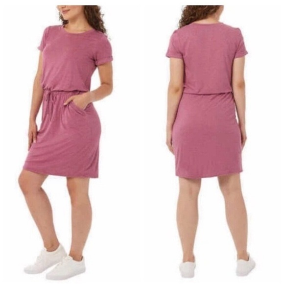 32 Degrees Cool Pink Round Neck Elastic Waist Dress - Picture 1 of 7